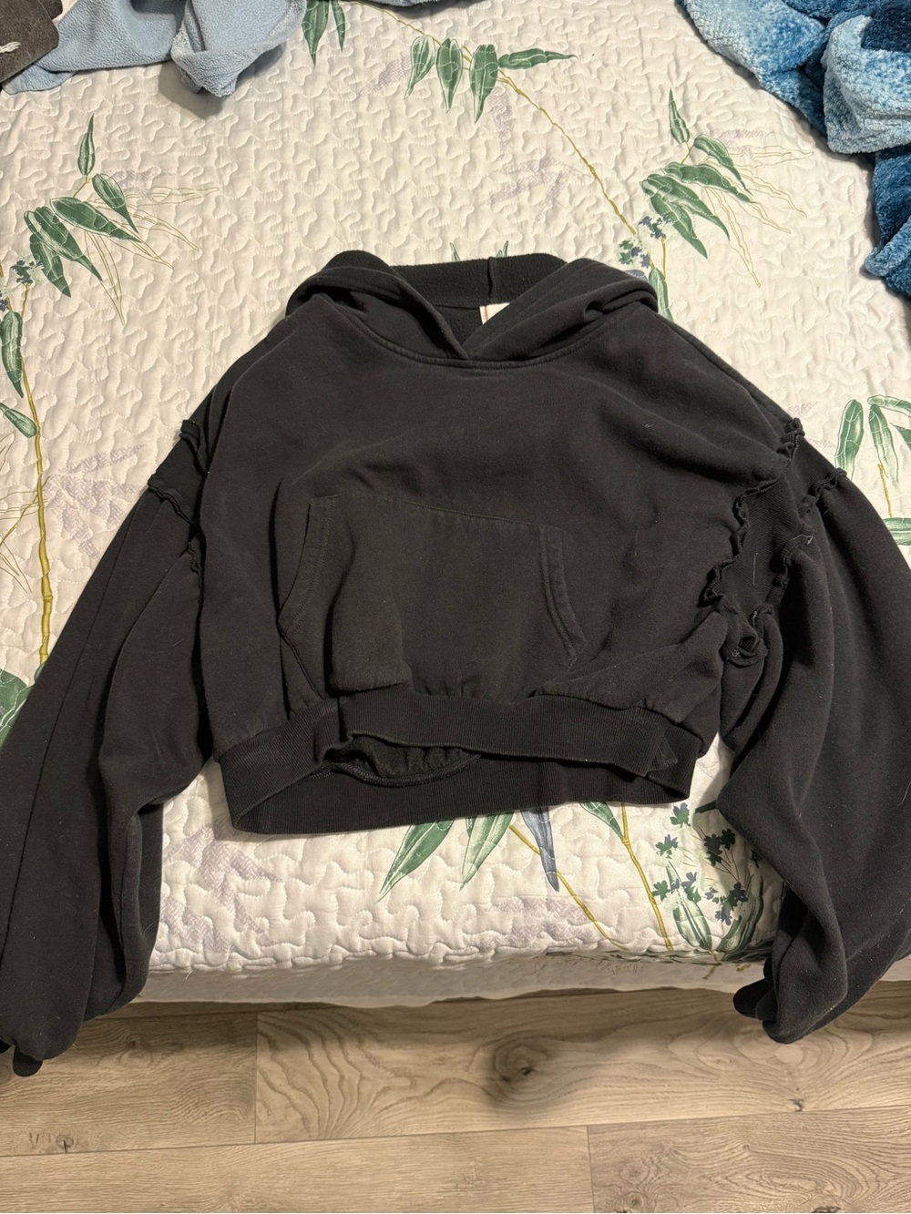 BDG Black Distressed Cropped Hoodie Sweater